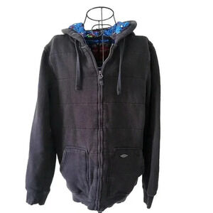 Sims Snowboarding Jacket XL Youth 18-20 Full Zip Hoodie Black Blue Lining